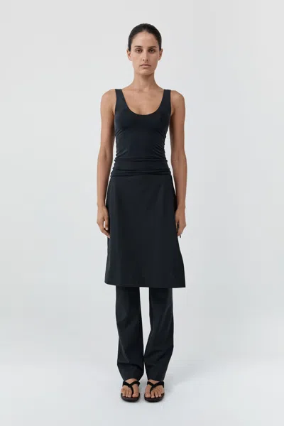 St Agni Wool Sarong Pants In Dark Graphite