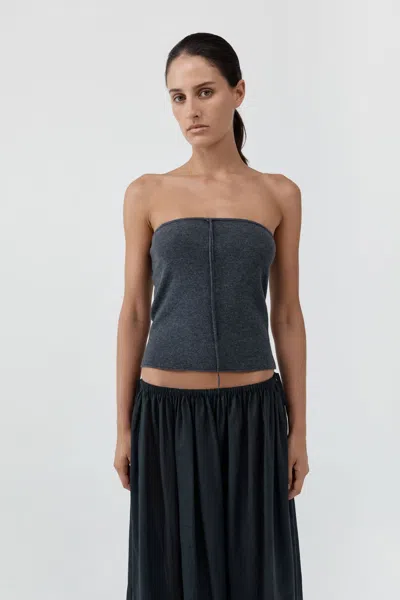 St Agni Wool Strapless Top In Iron Melange