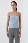 St Agni Wool Strapless Top In Light Steel