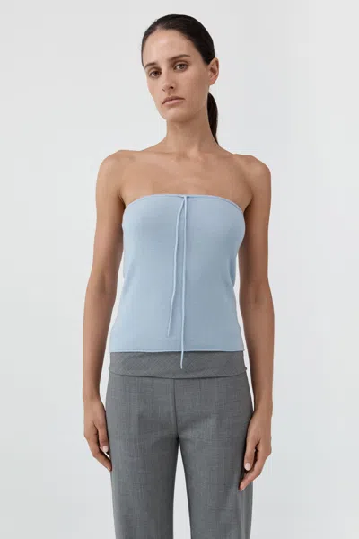 St Agni Wool Strapless Top In Light Steel