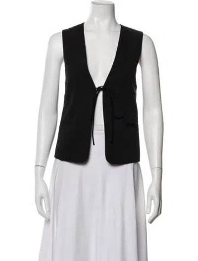 Pre-owned St Agni Wool V-neck Top In Black