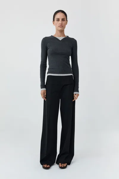 St Agni Wool Wide Waistband Pants In Black