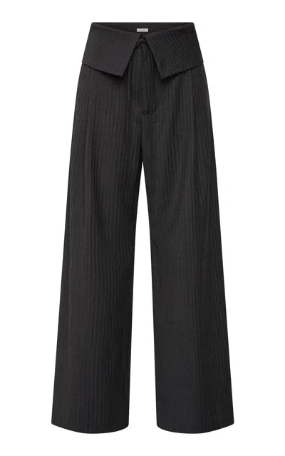 St Agni St. Agni Wool-blend Folded Waist Pleat Pants In Gray
