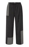 St Agni St. Agni Wool-blend Patchwork Everyday Pants In Blue