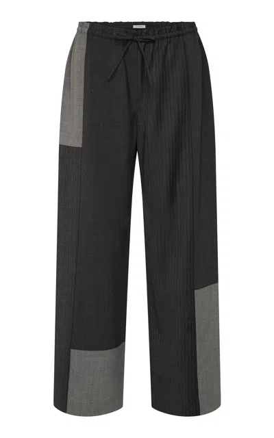 St Agni St. Agni Wool-blend Patchwork Everyday Pants In Blue