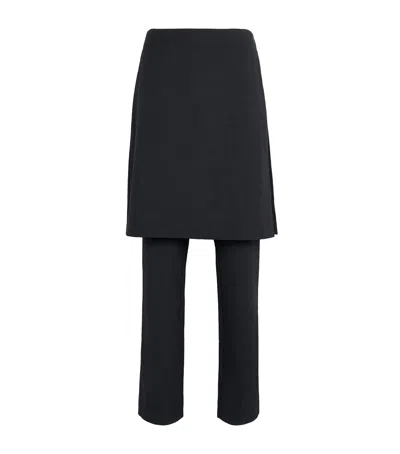 St Agni St. Agni Wool-blend Sarong-detail Trousers In Black