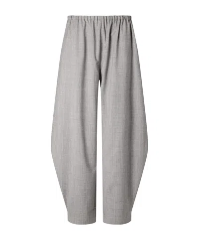 St Agni Wool-blend Woven Barrel-leg Pants In Gray
