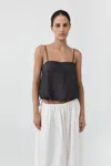 St Agni Woven Check Drawstring Cami In Iron Glaze