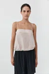 St Agni Woven Check Drawstring Cami In Soft Ash