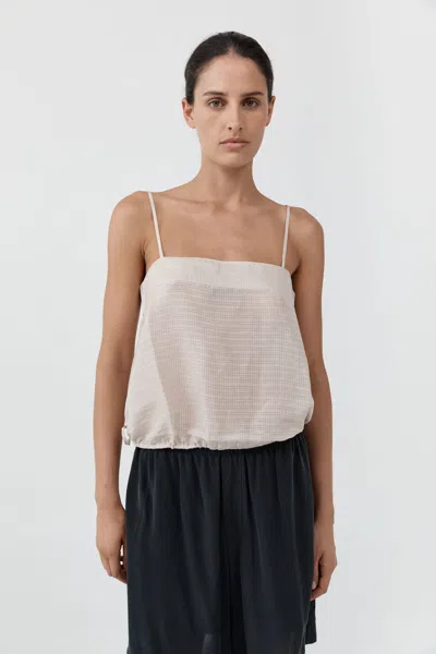 St Agni Woven Check Drawstring Cami In Soft Ash