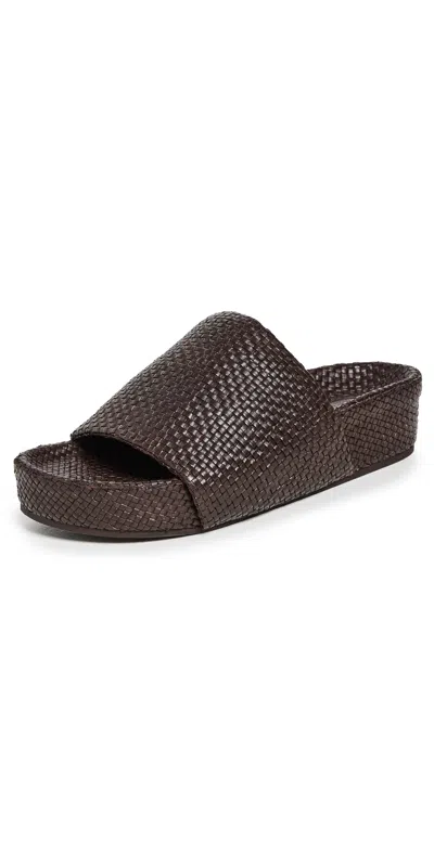 ST AGNI WOVEN EVERYDAY FLATFORM SLIDES CHOCOLATE