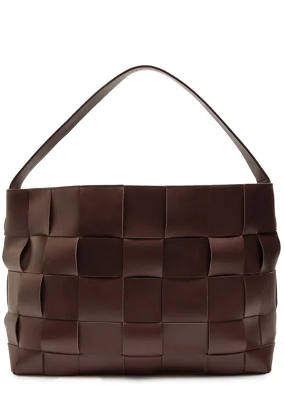 St Agni St. Agni Woven Large Leather Tote In Chocolate