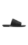 St Agni Woven Leather Minimal Slides In Black