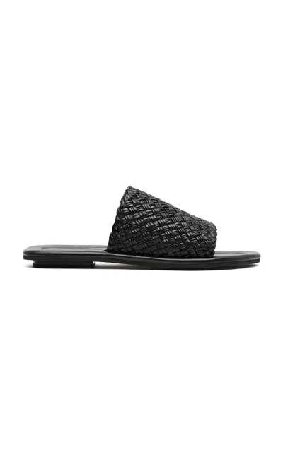St Agni Woven Leather Minimal Slides In Black