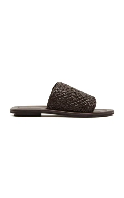 St Agni Woven Leather Minimal Slides In Brown