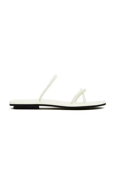 St Agni Woven Leather Rope Slides In White