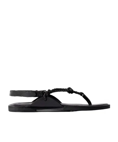St Agni Woven Leather Sandals In Black
