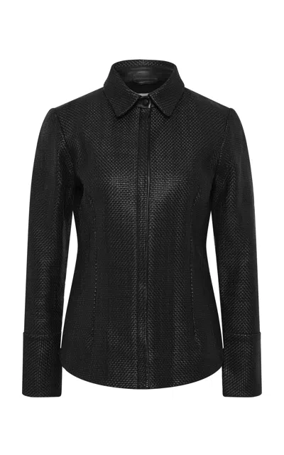 St Agni Woven Leather Shirt In Brown