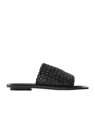 St Agni Woven Leather Slippers In Black