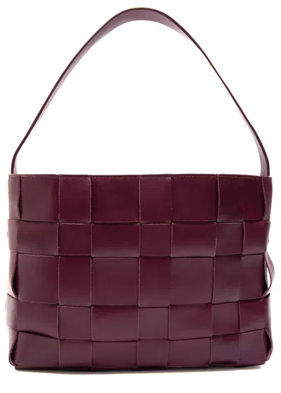 St Agni St. Agni Woven Mini Leather Tote In Plum