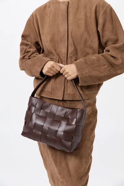 St Agni Woven Mini Tote In Brown