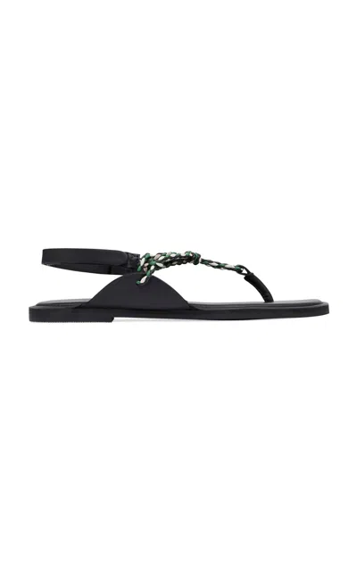 St Agni Woven Rope Leather Sandals In Green