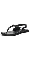 St Agni Woven Rope Leather Sandals In Black