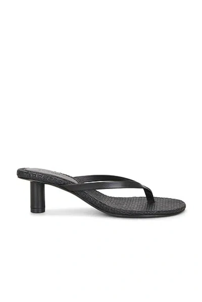 St Agni Woven Thong Heeled Sandal In Black