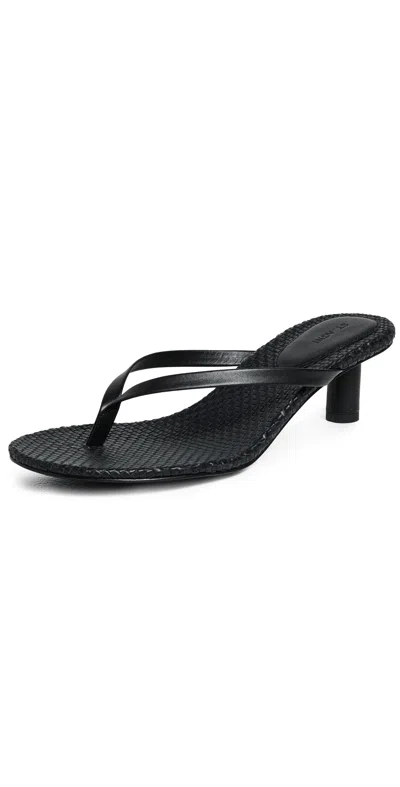 St Agni Woven Thong Heeled Sandal In Black