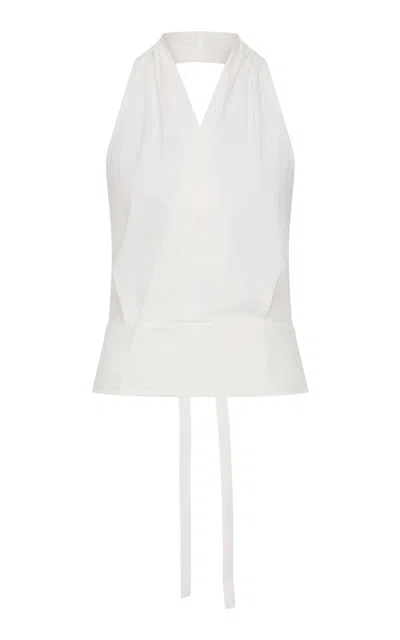 St Agni Wrap Cotton-blend Halter Top In White