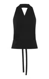 St Agni Wrap Cotton-blend Halter Top In Black