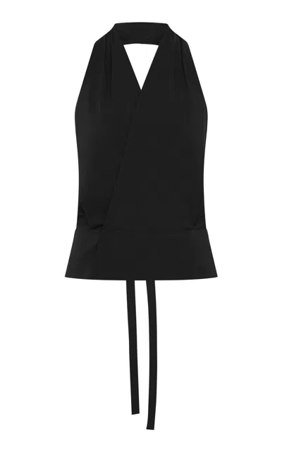 St Agni Wrap Cotton-blend Halter Top In Black