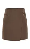 St Agni Wrap-front Silk-canvas Mini Skirt In Green