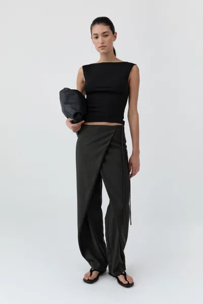 St Agni Wrap Rouleau Pants In Black
