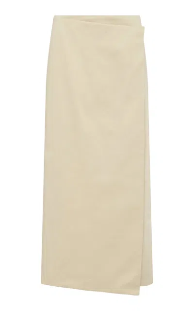 St Agni Wrapped Organic Cotton-blend Column Skirt In White