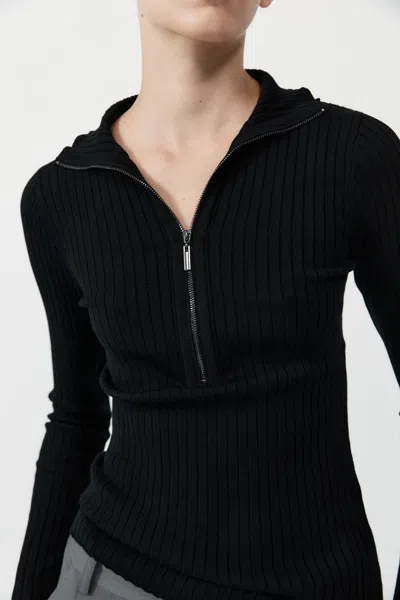 St Agni Zip Front Top In Black