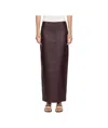 St Agni Exclusive Leather Maxi Column Skirt In Burgundy