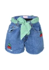 St. Barth Arizona Girls Denim Shorts Cherry Blue
