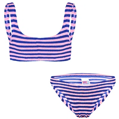 St. Barth Kids' Baker W Crinkle Stripes Blue