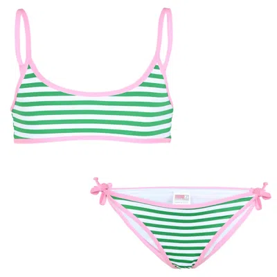 St. Barth Kids' Jaiden String Stripes Bonjour Green &amp; Pink
