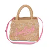 St. Barth Raffia Beach Mid-pearl Heart White &amp; Pink