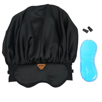 St Cayman Women's Black / Red Ibonnet® Black - Adjustable Satin Hair Bonnet And Eye Mask With Gel Insert In Multi