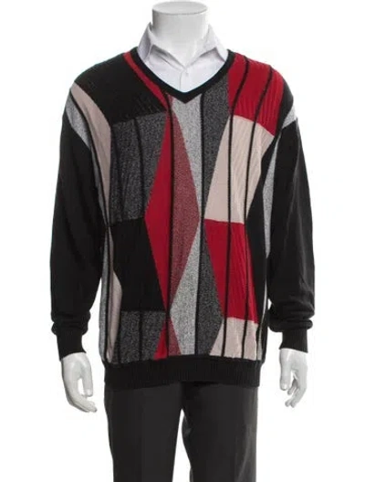Pre-owned St. Croix Colorblock Pattern V-neck Pullover In Black