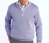 St. Croix Long Sleeve Nov Stitch Striped Zip Mock Sweater In Blue In Black