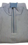 St. Croix Men's Long Sleeve Zip Mock Rib Cable Quarter-zip Sweater In Blue In Blue