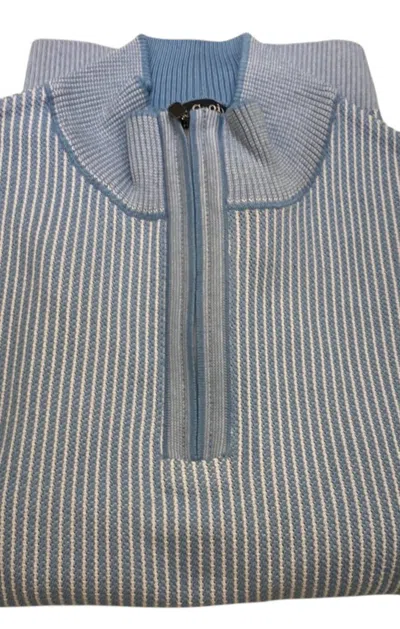 St. Croix Men's Long Sleeve Zip Mock Rib Cable Quarter-zip Sweater In Blue