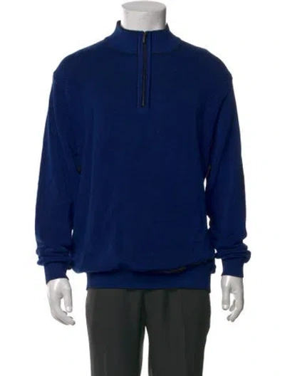 Pre-owned St. Croix Mock Neck Long Sleeve Pullover In Blue