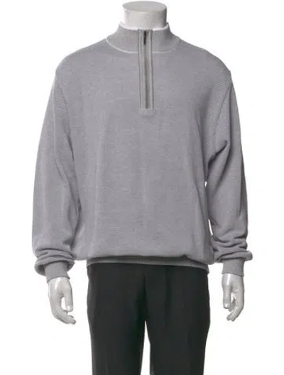 Pre-owned St. Croix Mock Neck Long Sleeve Pullover In Grey