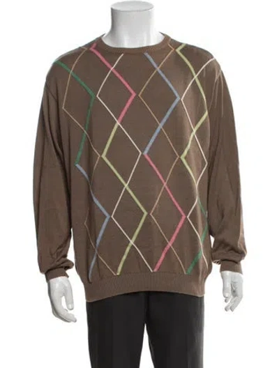 Pre-owned St. Croix Patterned Crew Neck Pullover In Brown