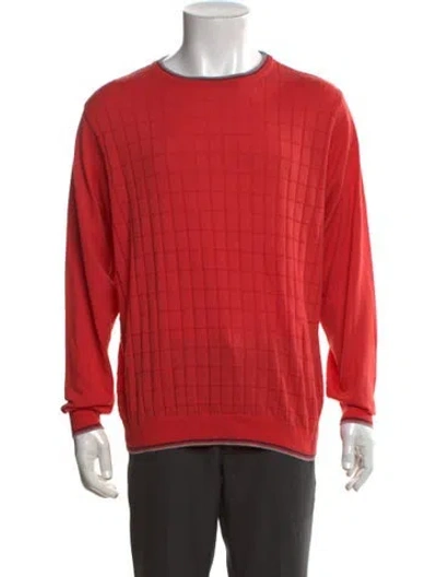 Pre-owned St. Croix Patterned Crew Neck Pullover In Red